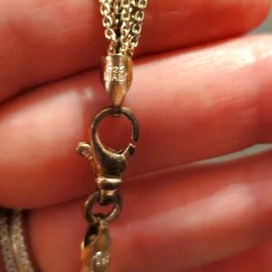 Multi-strand genuine sterling silver Tiffany style heart necklace